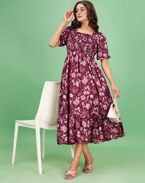 women floral print a-line dress