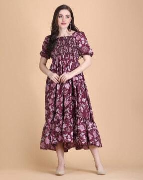 women floral print a-line dress