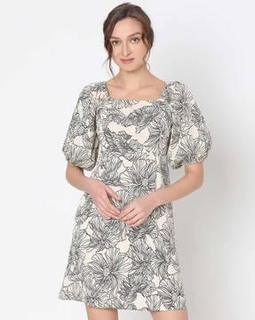 women floral print a-line dress