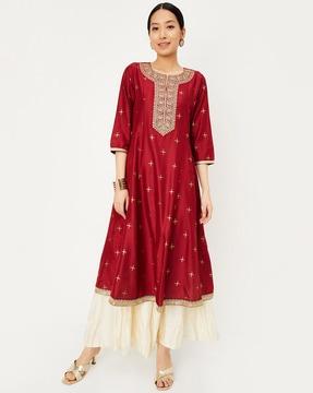 women floral print a-line kalidar kurta