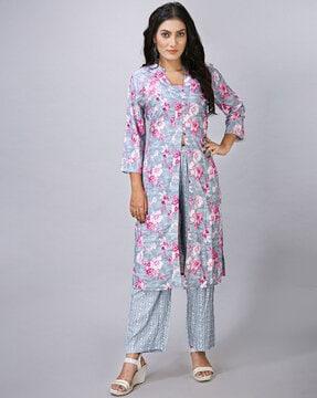 women floral print a-line kurta & pants set