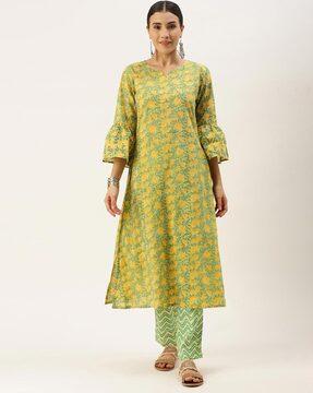 women floral print a-line kurta & pants set