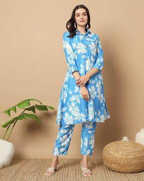 women floral print a-line kurta & pants set