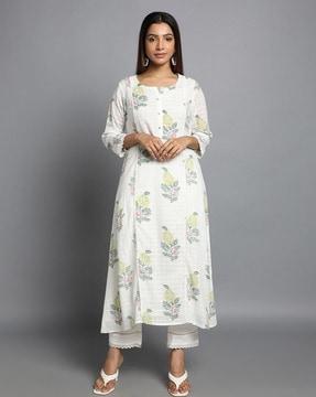 women floral print a-line kurta & pants set