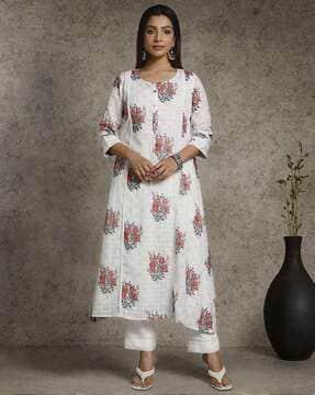 women floral print a-line kurta & pants set