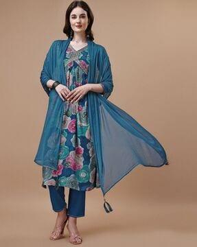 women floral print a-line kurta set