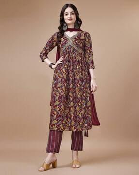 women floral print a-line kurta set