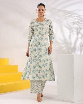 women floral print a-line kurta set