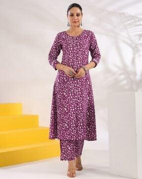 women floral print a-line kurta set