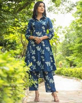 women floral print a-line kurta set