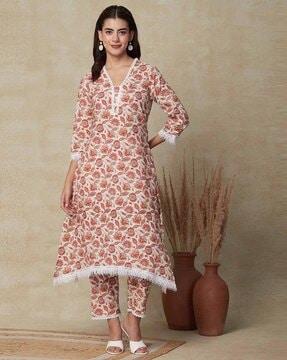 women floral print a-line kurta set