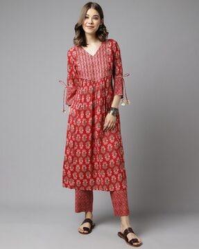 women floral print a-line kurta set