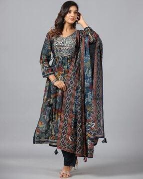 women floral print a-line kurta set