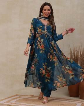 women floral print a-line kurta set