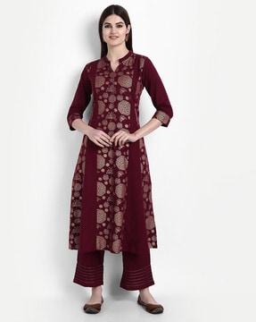 women floral print a-line kurta set