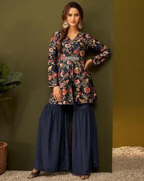 women floral print a-line kurta set