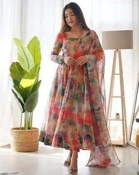 women floral print a-line kurta set