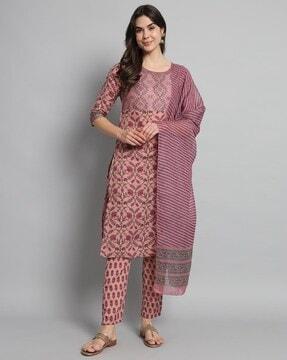 women floral print a-line kurta set