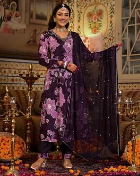 women floral print a-line kurta set