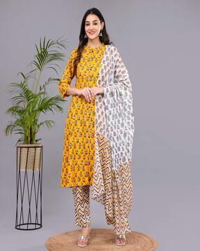 women floral print a-line kurta set