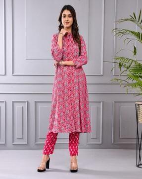 women floral print a-line kurta set