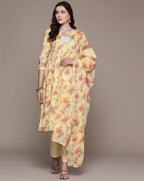 women floral print a-line kurta set