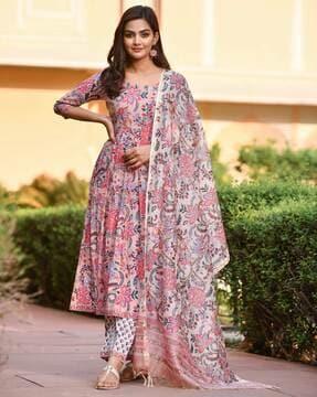 women floral print a-line kurta set