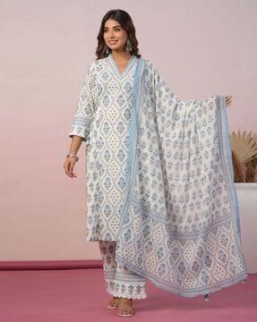 women floral print a-line kurta set