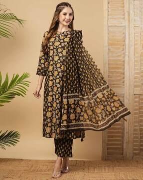 women floral print a-line kurta set