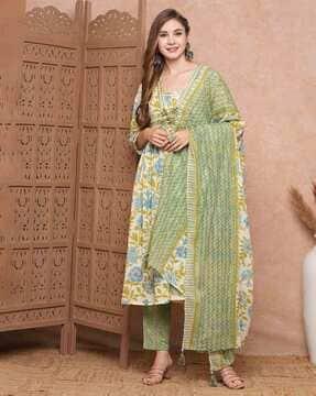 women floral print a-line kurta set