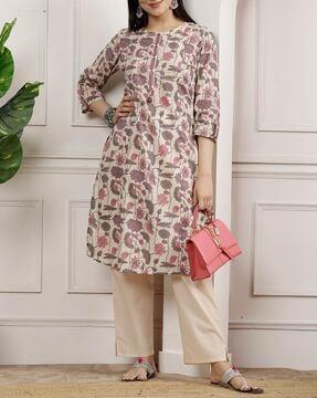 women floral print a-line kurta set