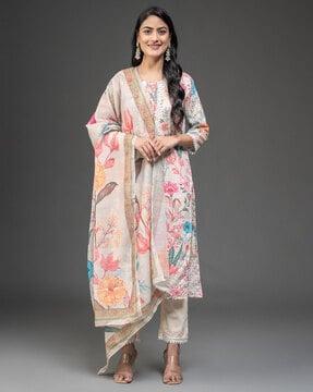 women floral print a-line kurta set