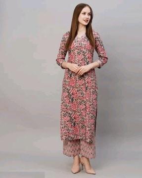 women floral print a-line kurta set