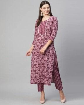 women floral print a-line kurta set