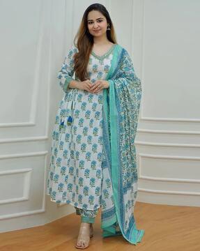 women floral print a-line kurta set