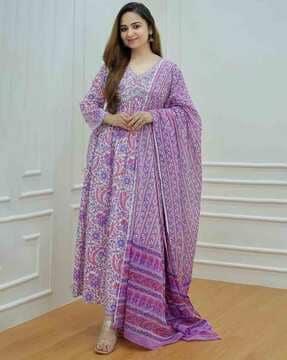 women floral print a-line kurta set