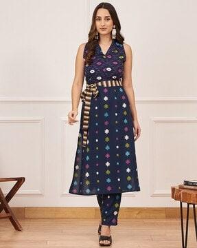 women floral print a-line kurta set