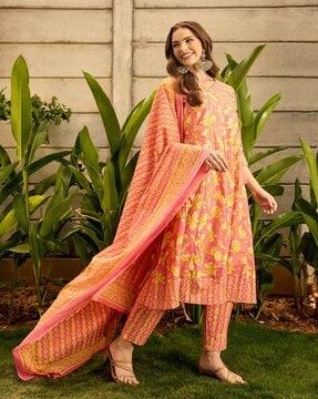 women floral print a-line kurta set