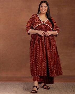 women floral print a-line kurta set