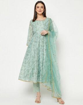 women floral print a-line kurta suit set