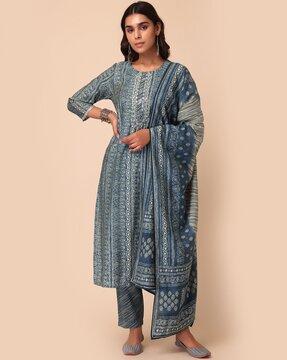 women floral print a-line kurta suit set