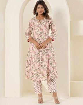 women floral print a-line kurta suit set