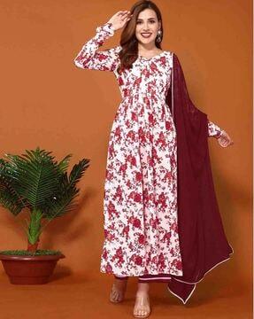 women floral print a-line kurta suit set