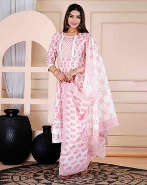 women floral print a-line kurta suit set