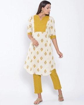 women floral print a-line kurta with pants