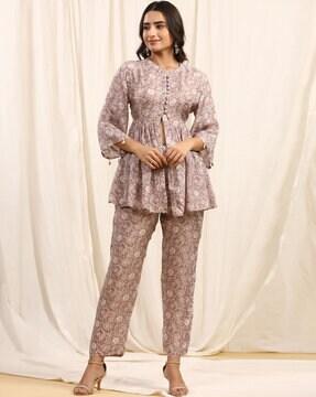 women floral print a-line kurta with pants