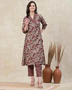 women floral print a-line kurta with pants