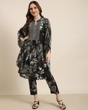 women floral print a-line kurta with pants