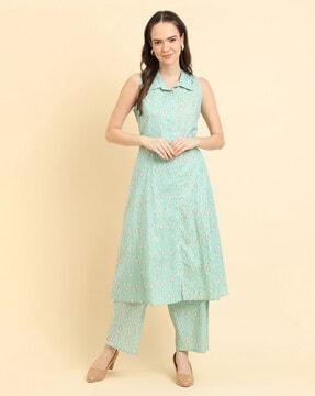 women floral print a-line kurta with pants