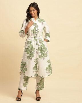 women floral print a-line kurta with pants